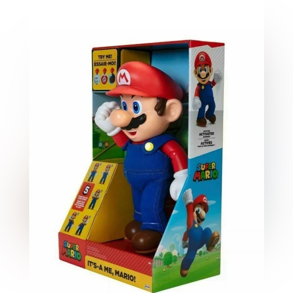 Nintendo SUPER MARIO It's-A Me, Mario! Collectible Action Figure in Red/Blue - Picture 8 of 16